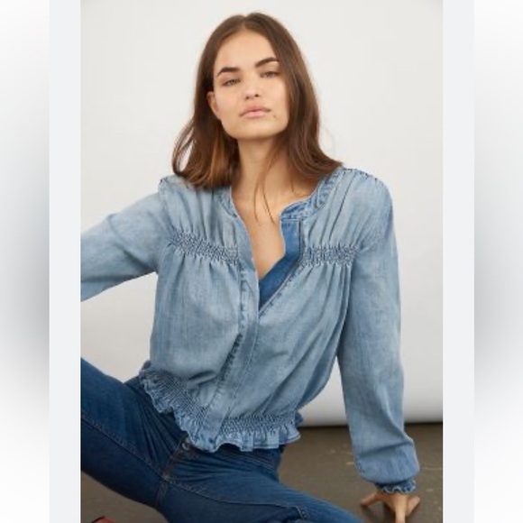 Sanctuary Jackets & Blazers - NWT Sanctuary Jolie Cinched Denim Bomber Jacket Full Zip in Heron Color Sz Small